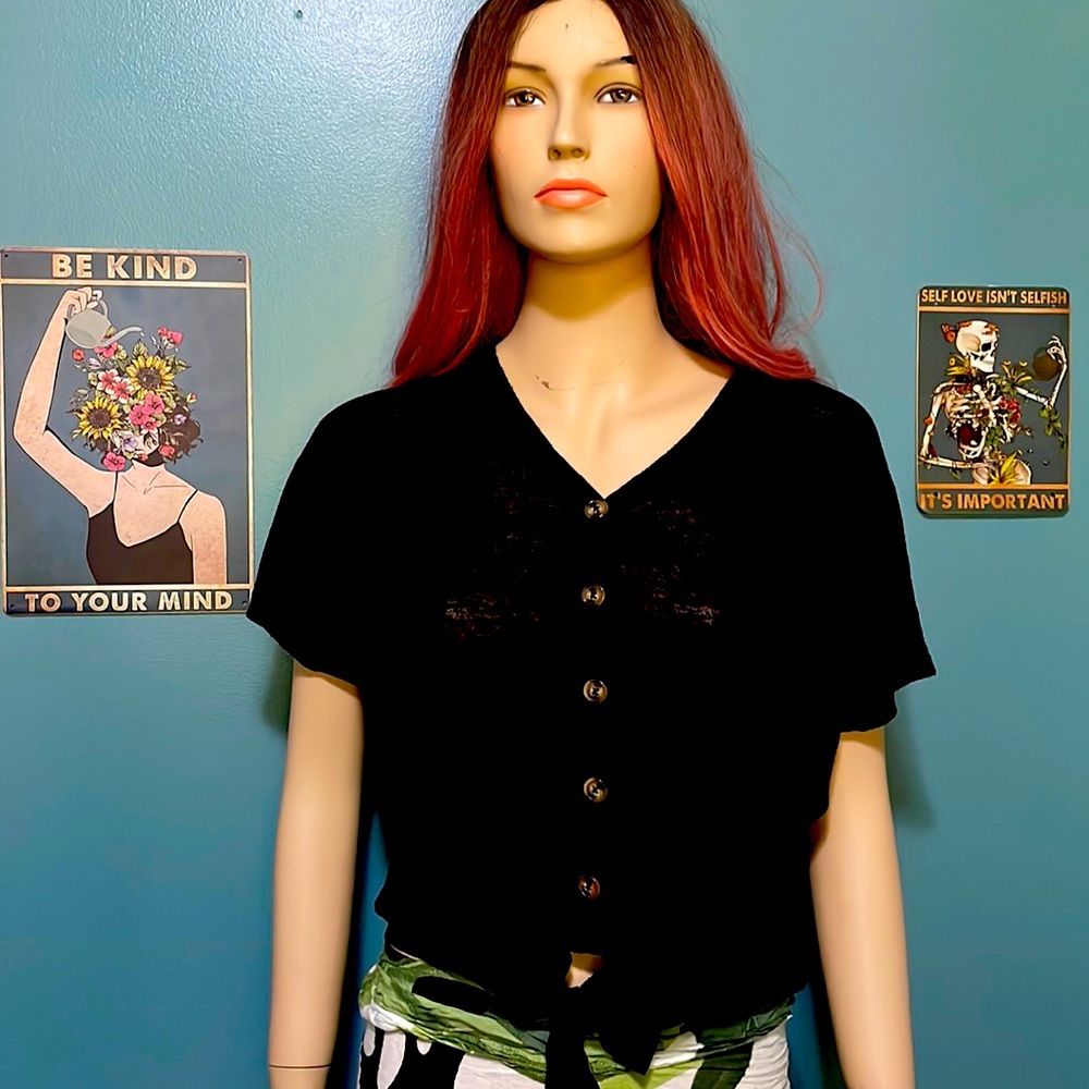 Oversized! ANA cropped tie waist shirt